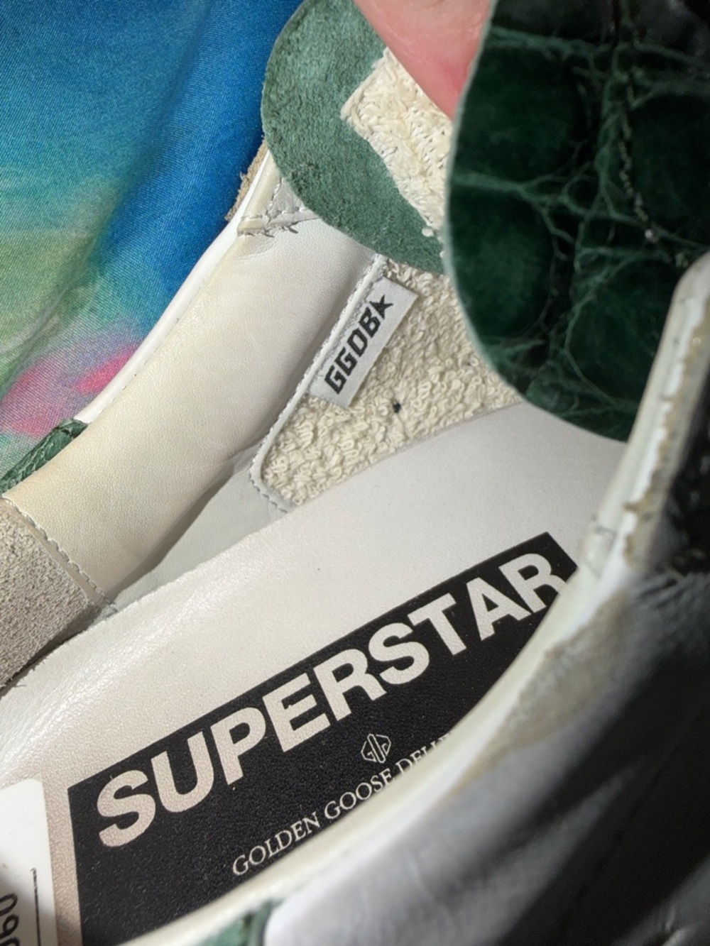 Golden Goose Swarovski Crystal and Green Crocodile Superstar Sneaker Tennis Shoe - Picture 8 of 13